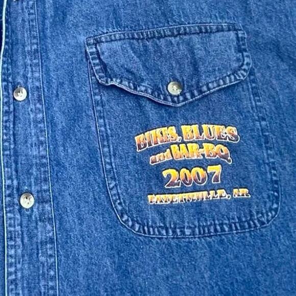 SPORTS GALLERY men's Biker denim sleeveless shirt size XXL - Picture 9 of 11